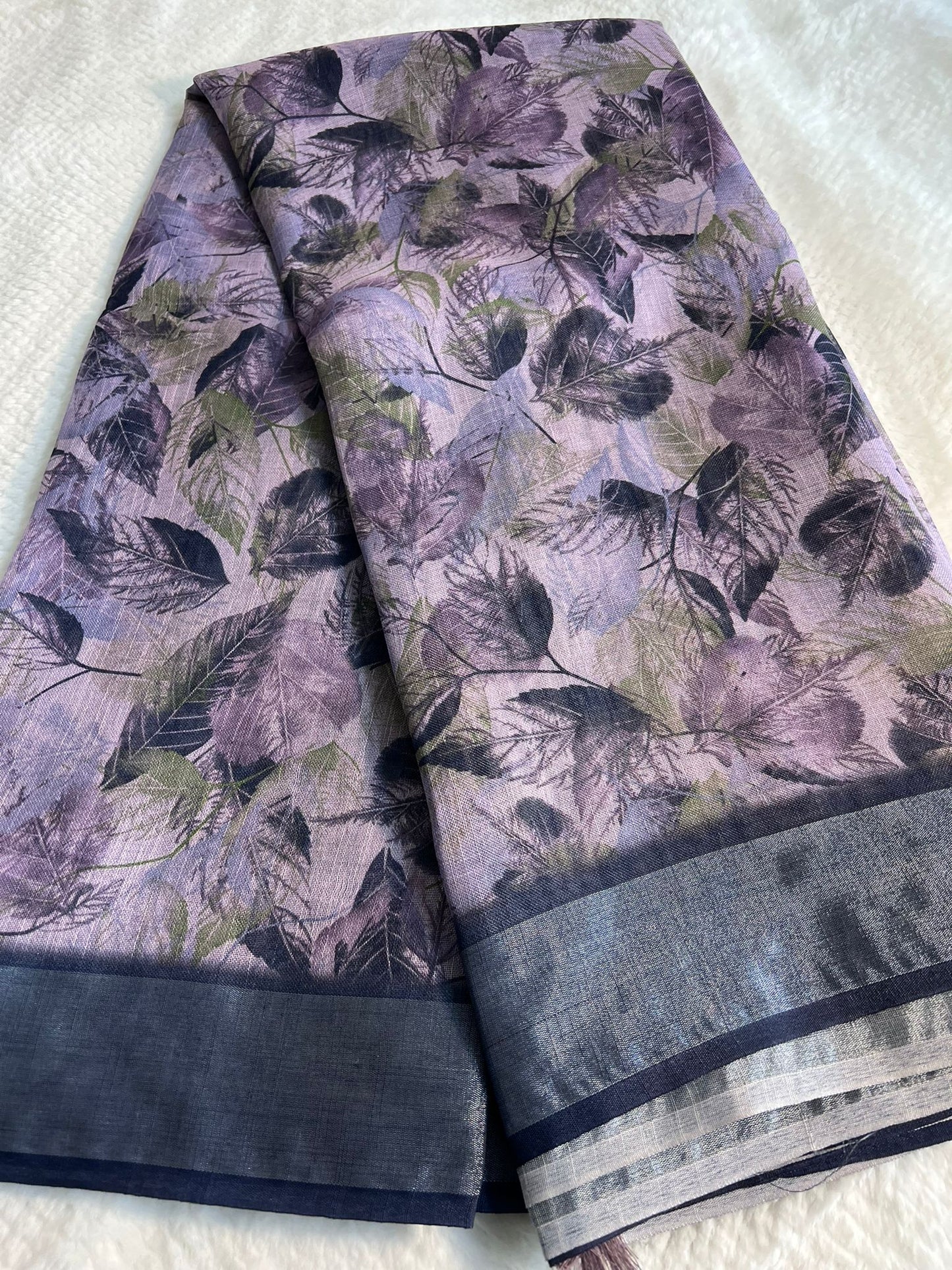 Gray Digital Print Silk Cotton Saree