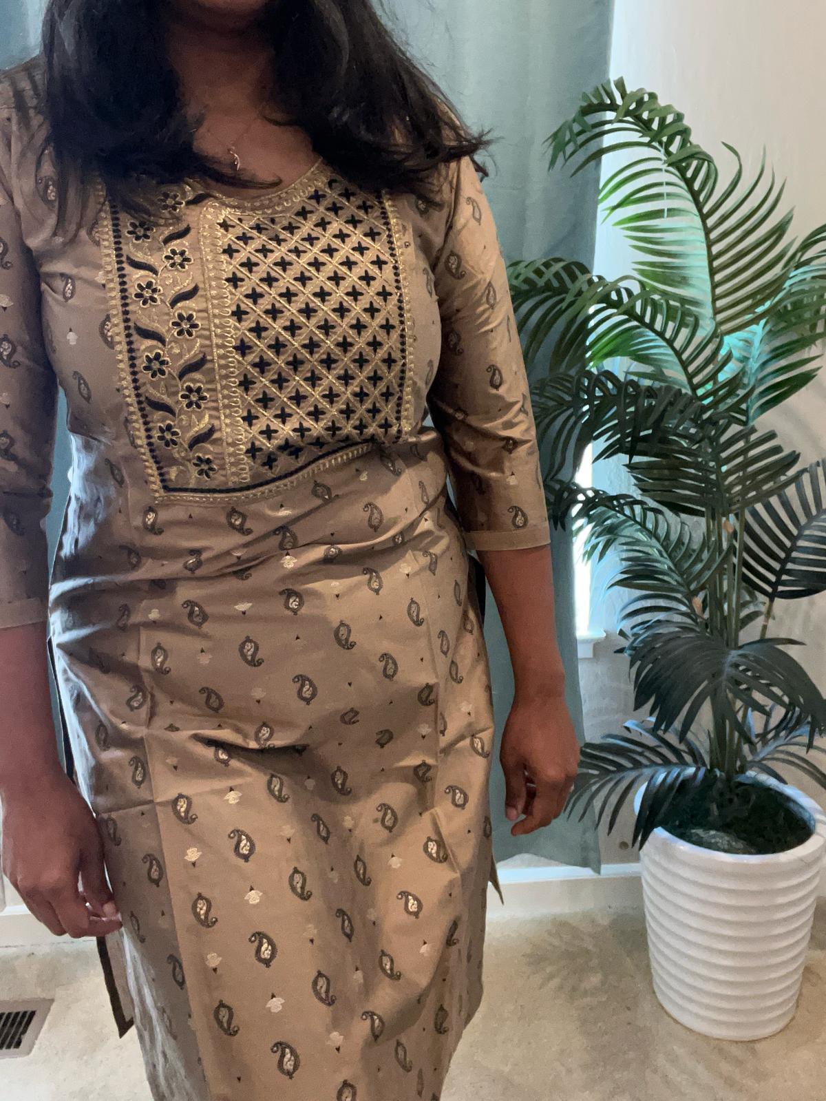 Grey with Black Embroidery Kurti