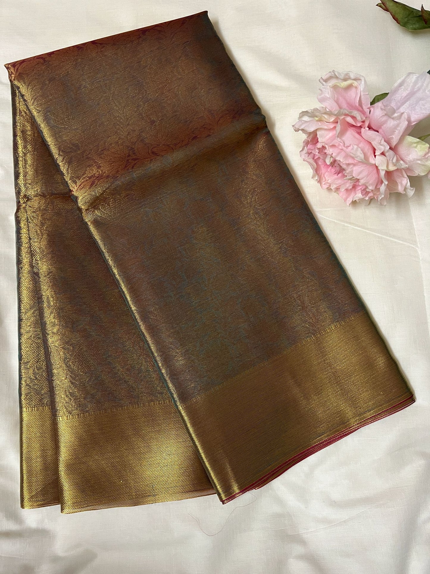 Metallic Gold Ambani Tissue Silk Saree