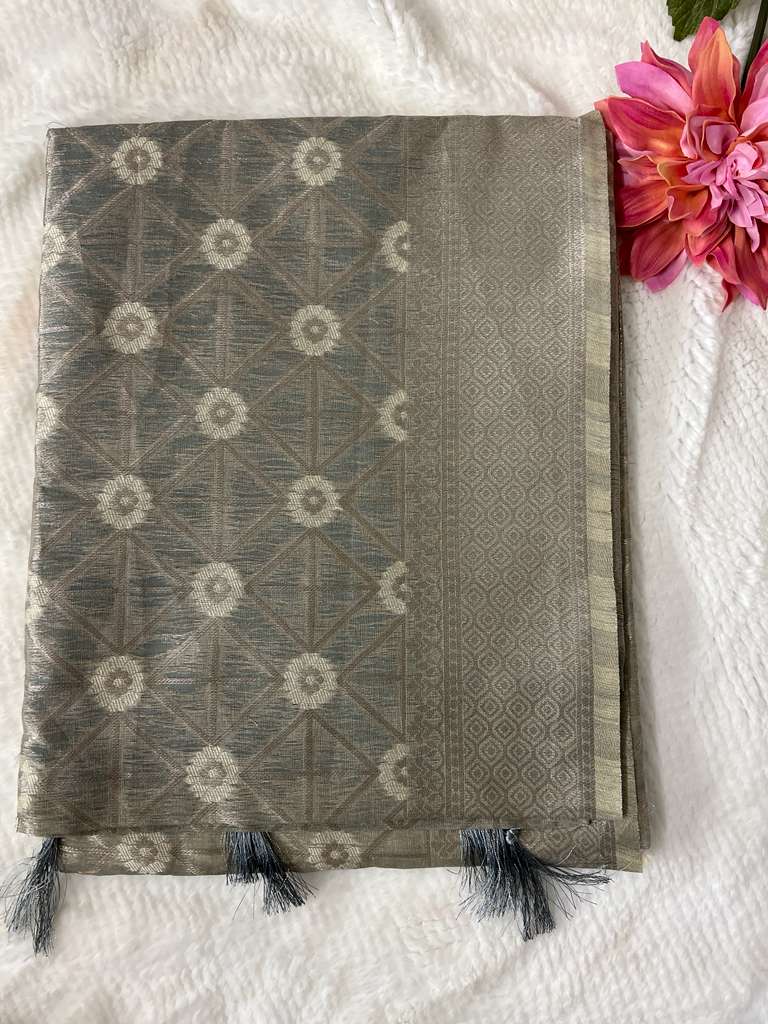 Grey Manchali Linen Saree