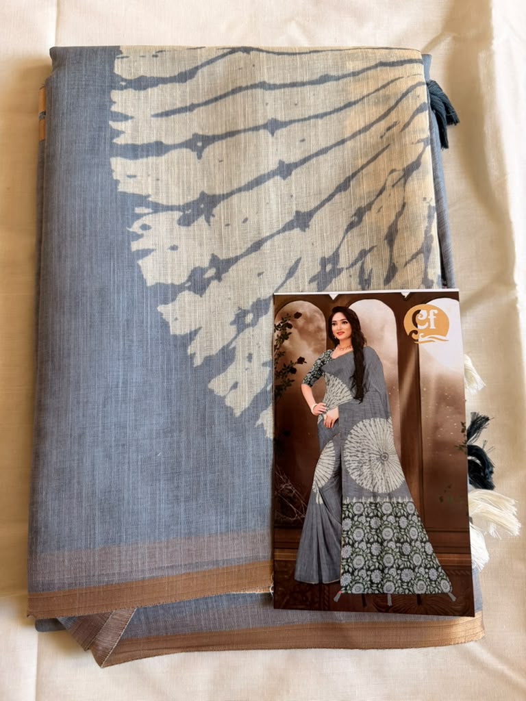 Grey Anaya Silk Linen Saree