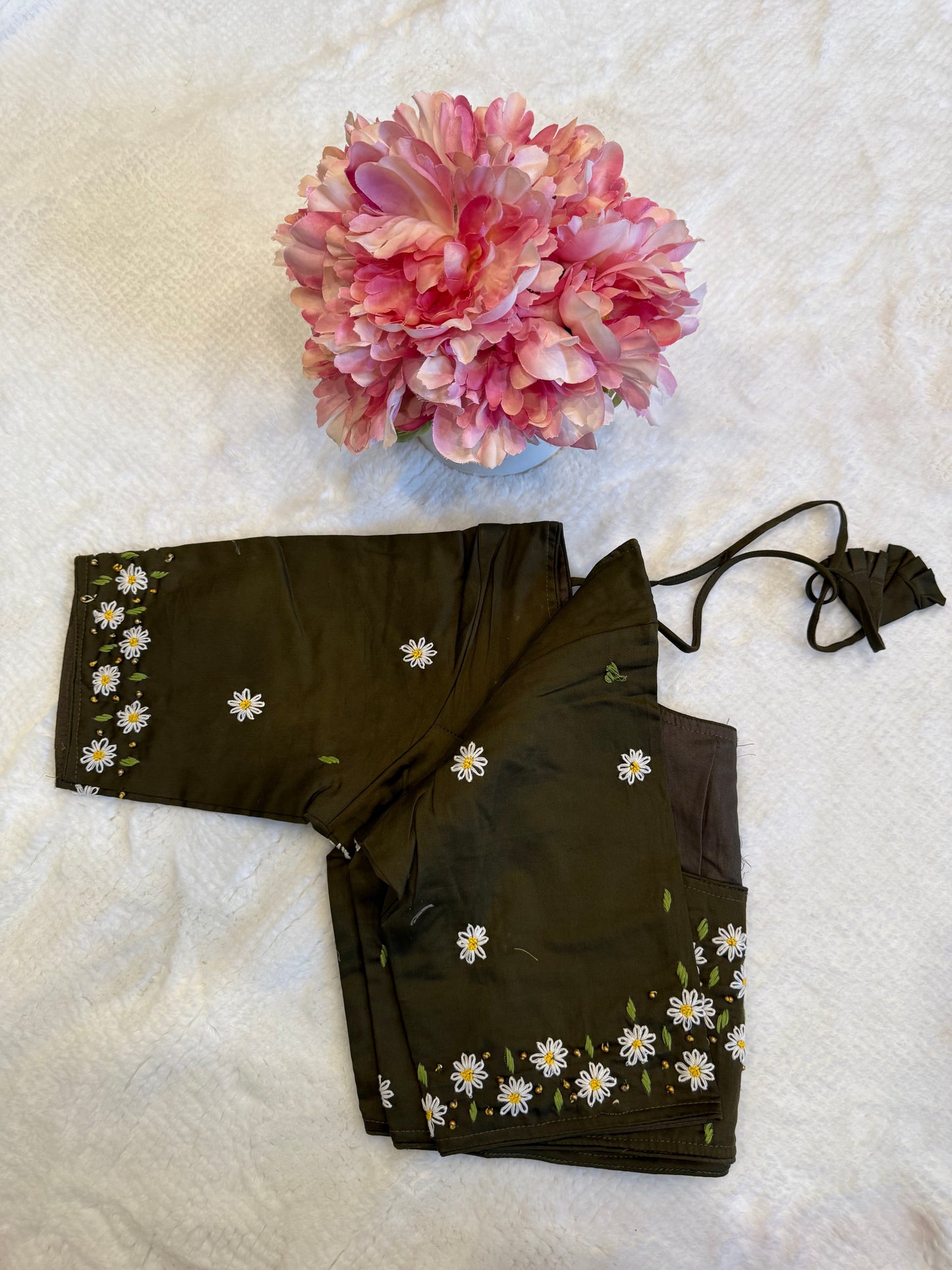 Olive Green Handwork Blouse D1