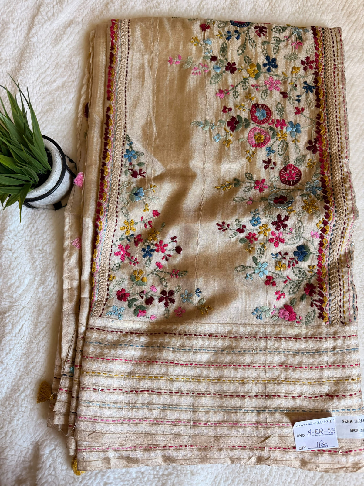 Half White Raw Silk Saree
