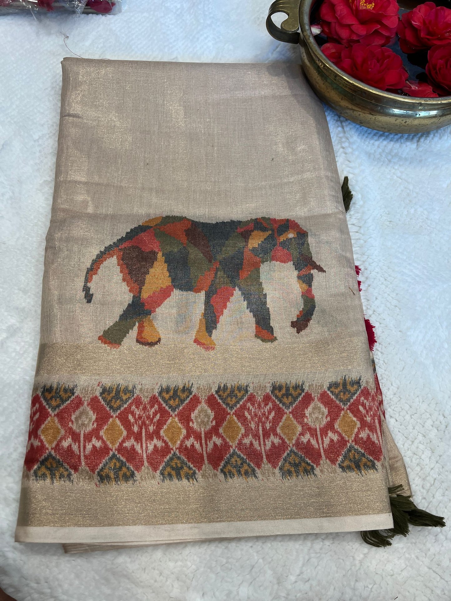 Eraaya Half White Tissue Saree