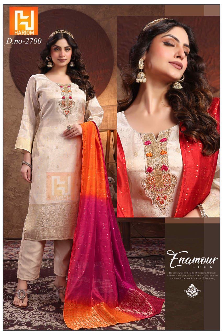 Half White Orange 3 Piece Salwar Set