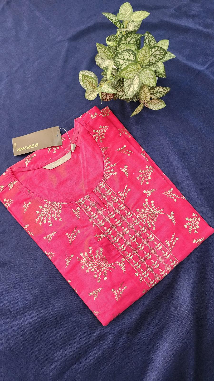 Hot Pink Embroidery Kurti