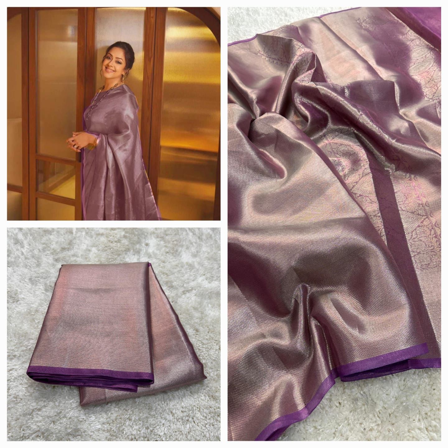 Jyothika Inspired Lavender Tissue Saree