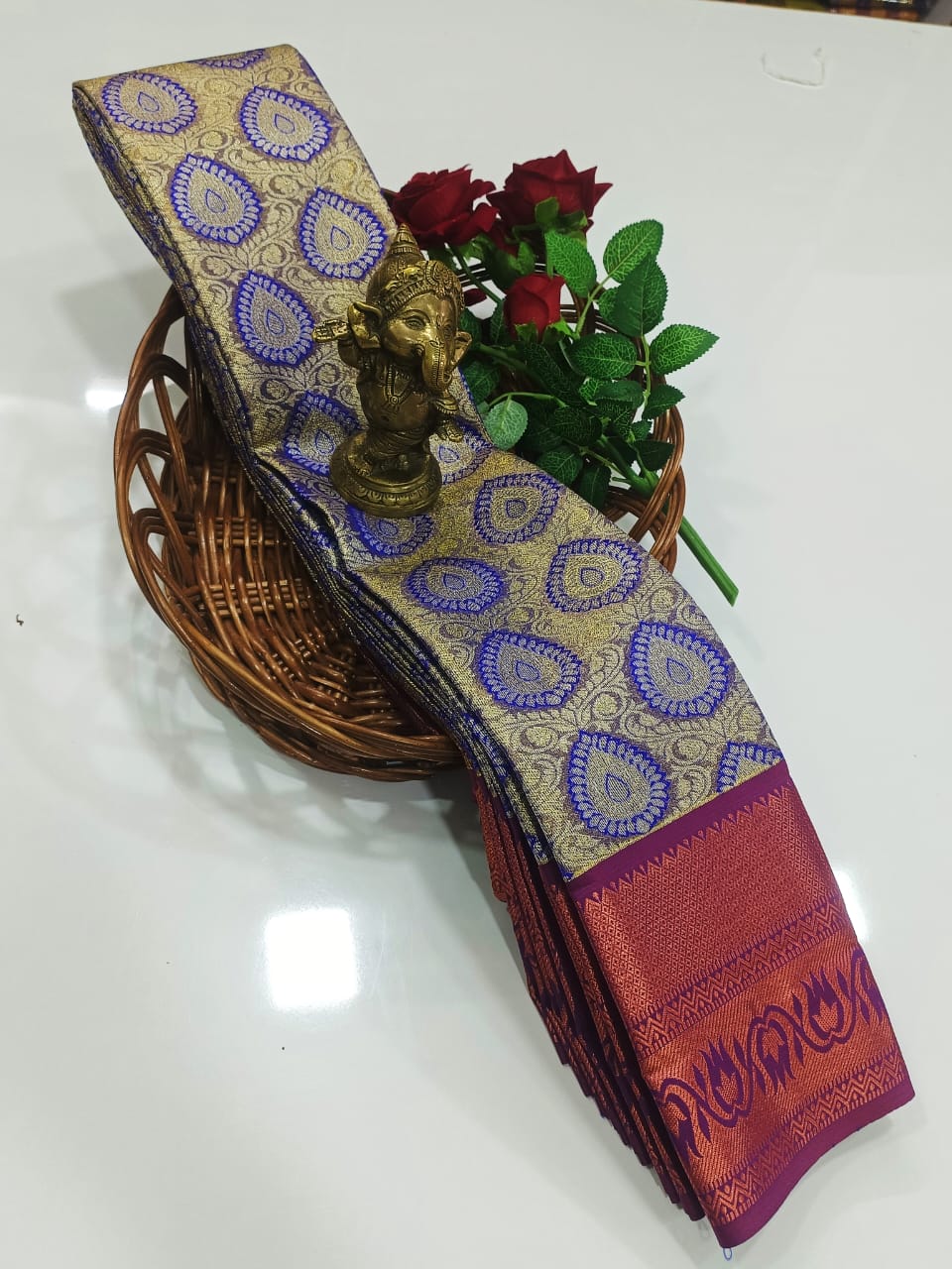 Lavender Grand Wedding Tissue Silk Saree