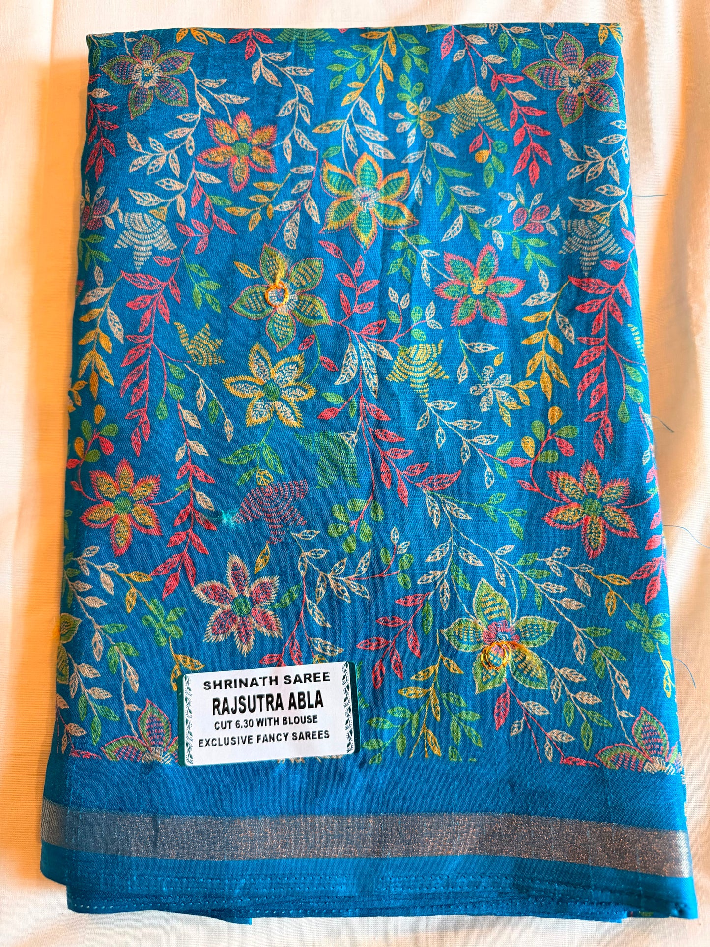 Light Blue Raj Sutra Abla Fancy Saree