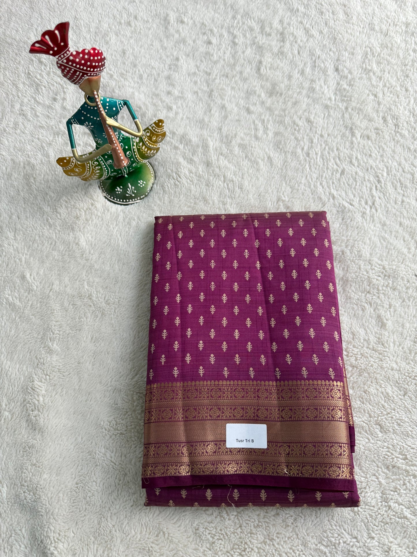 Magenta Tussar Silk Saree