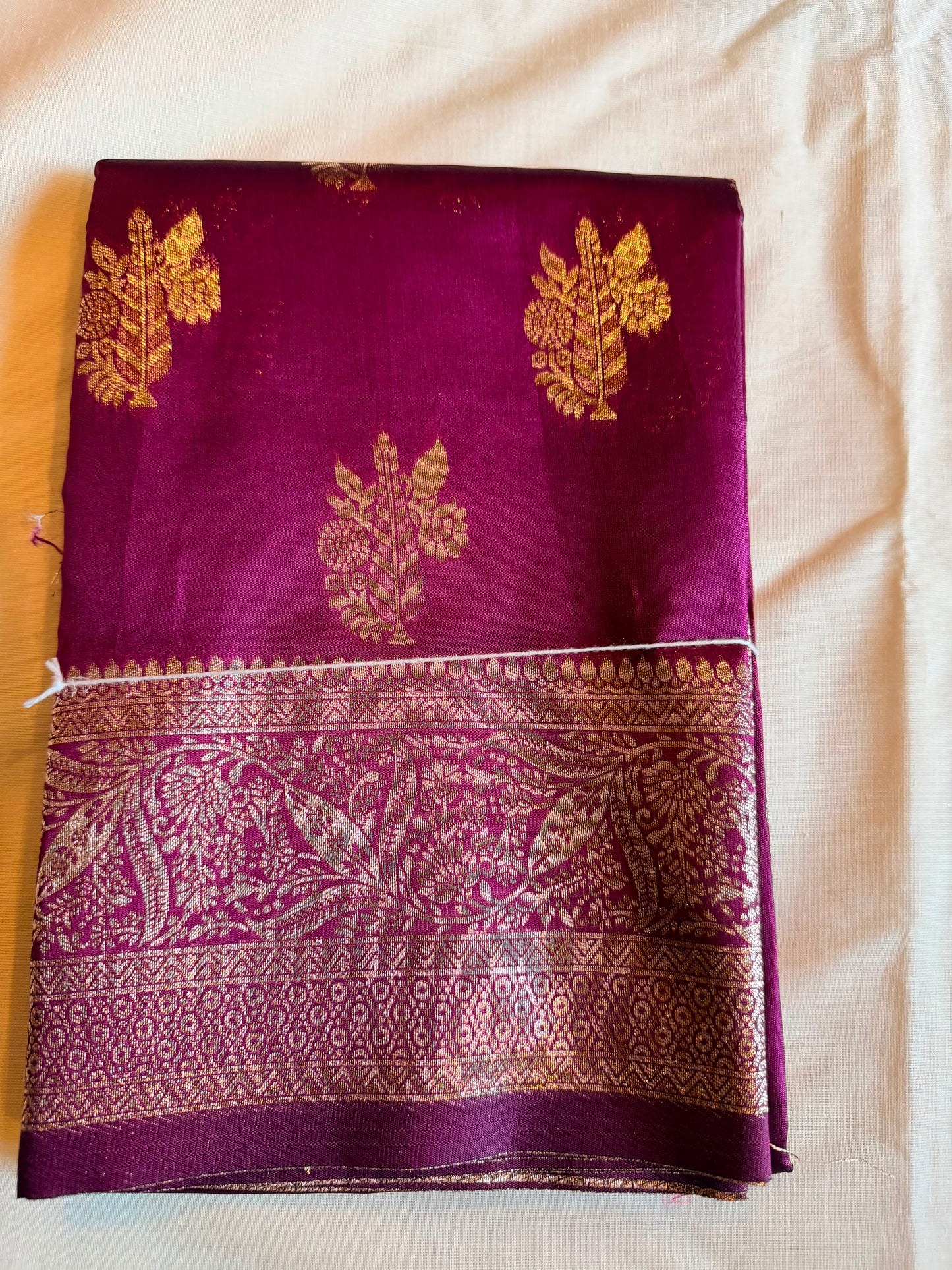 Magenta Damini Semi Soft Silk Fancy Saree