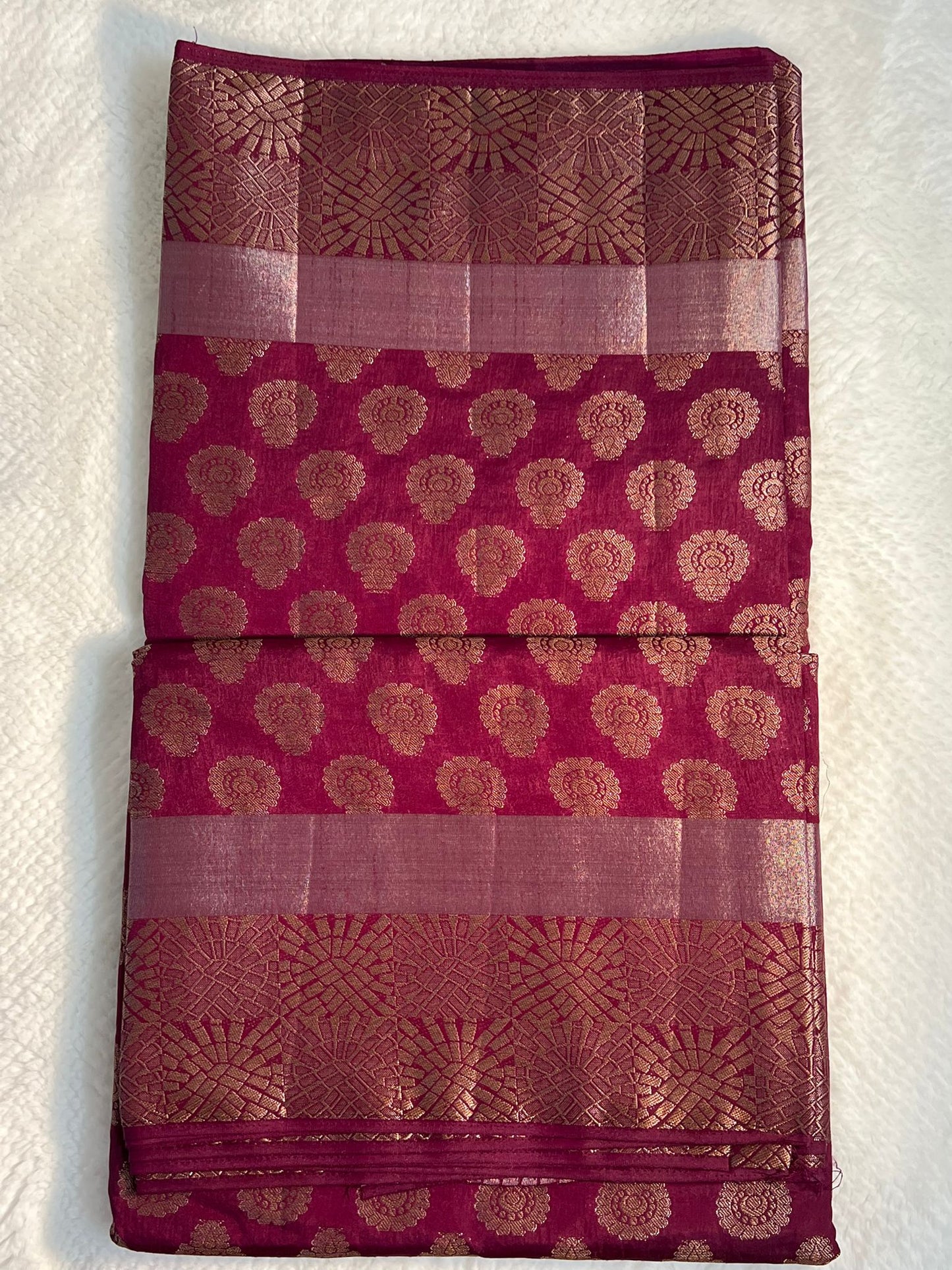Maroon Dolla Chit Pallu Sequence Work Saree
