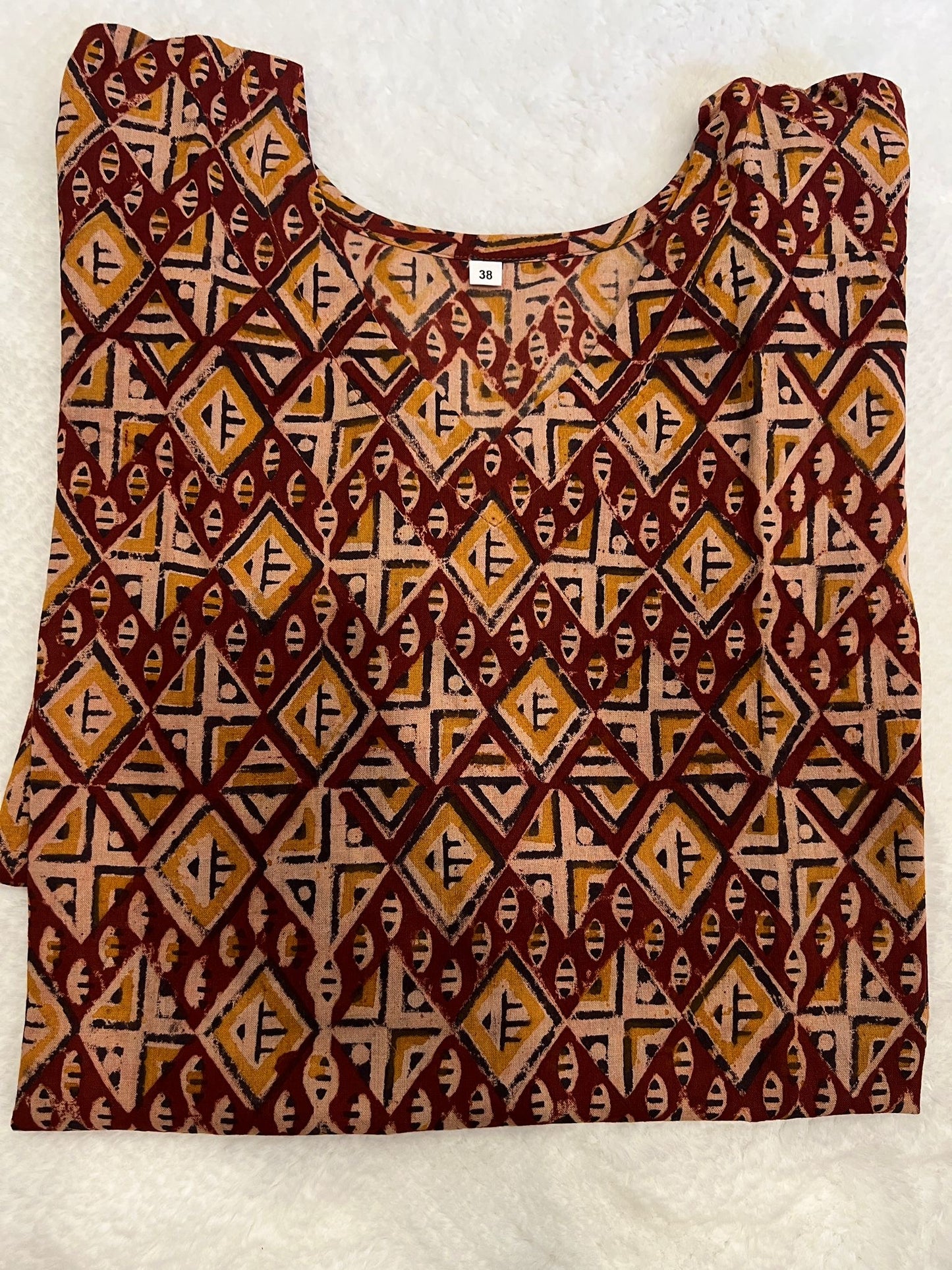 Maroon with Diamond Pattern Short Kurti L