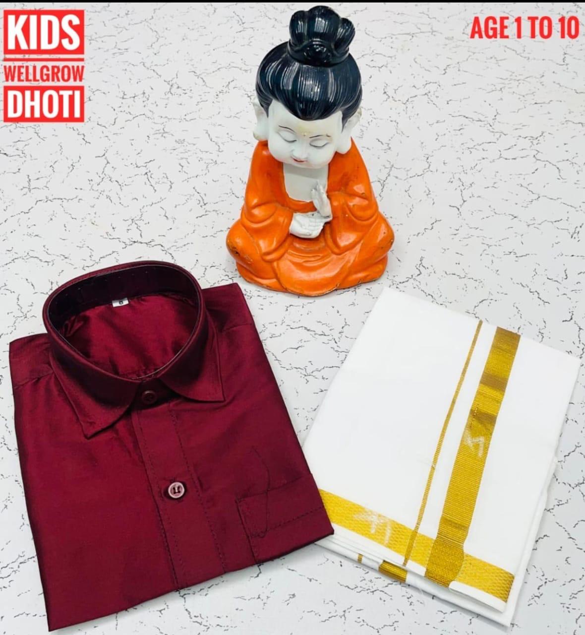 Boys Maroon Shirt & Dhoti Combo