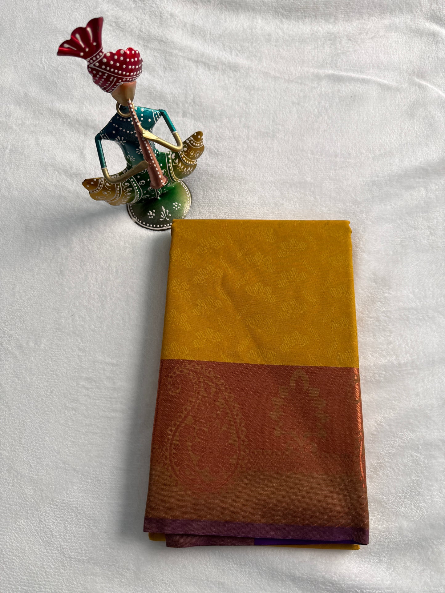 Mustard Yellow and Purple Traditional Gift Saree