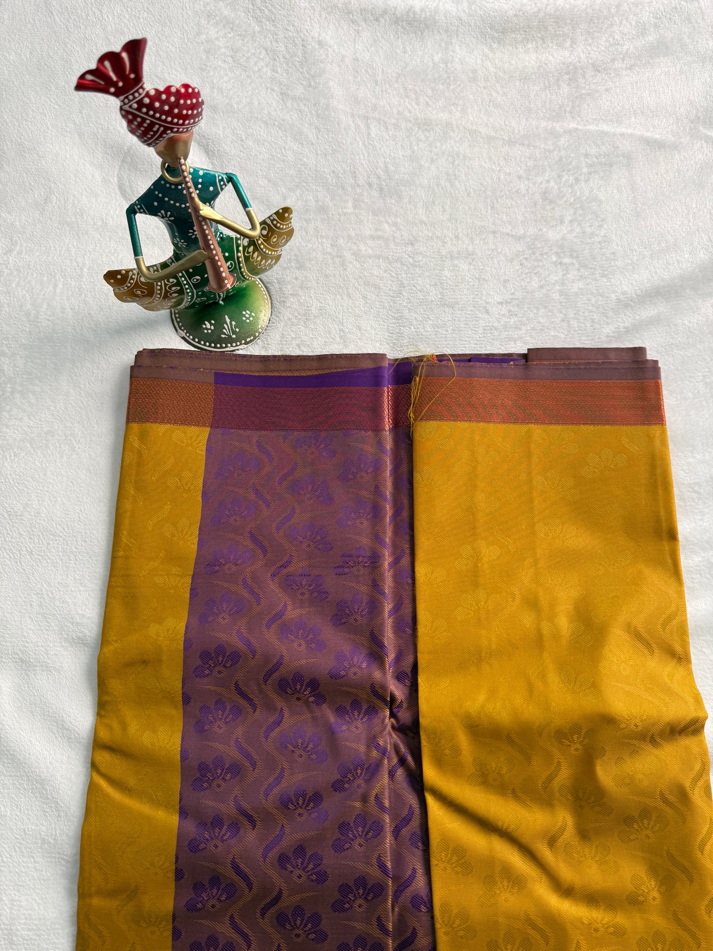 Mustard Yellow and Purple Traditional Gift Saree