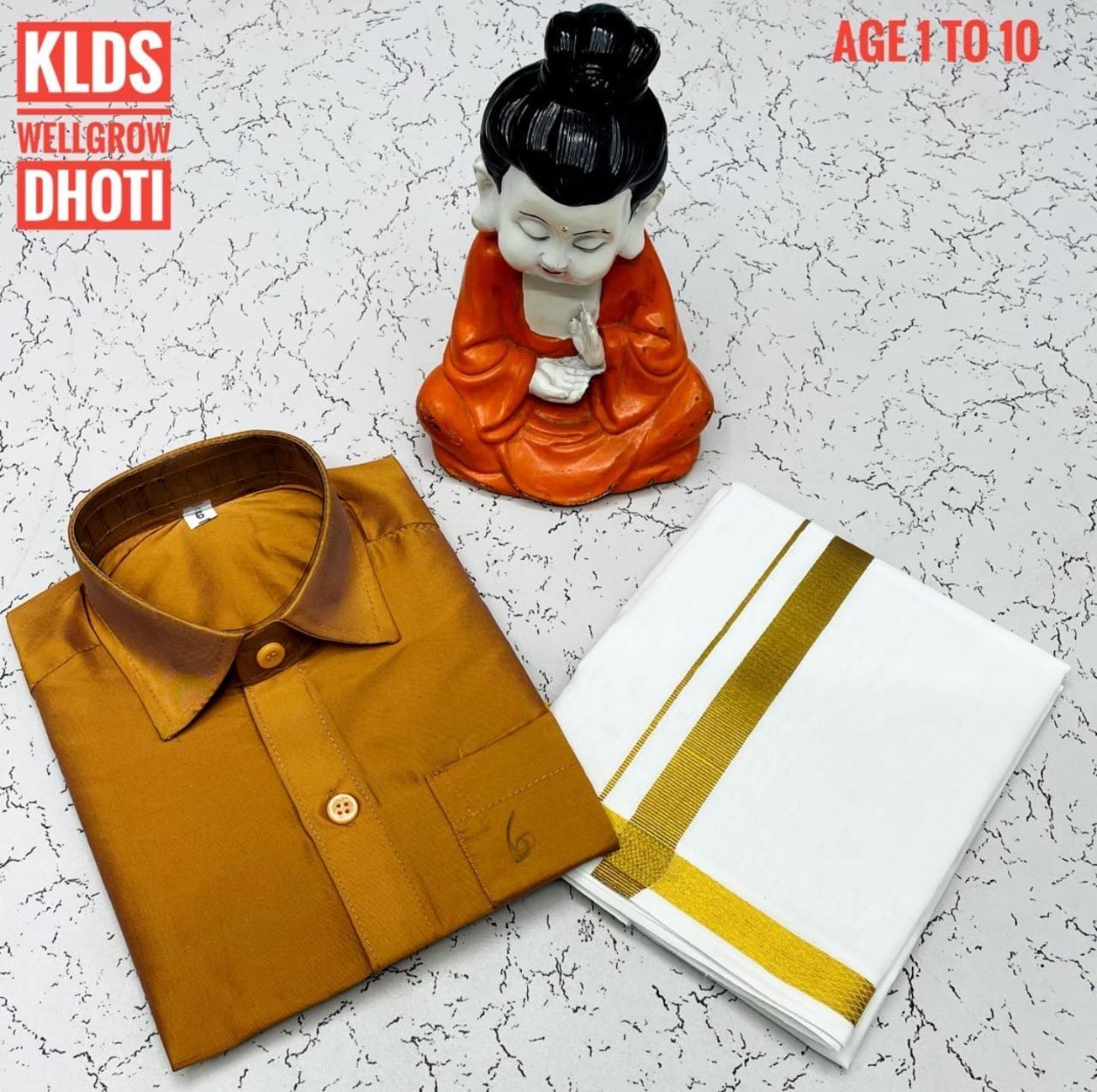 Boys Mustard Shirt & Dhoti Combo