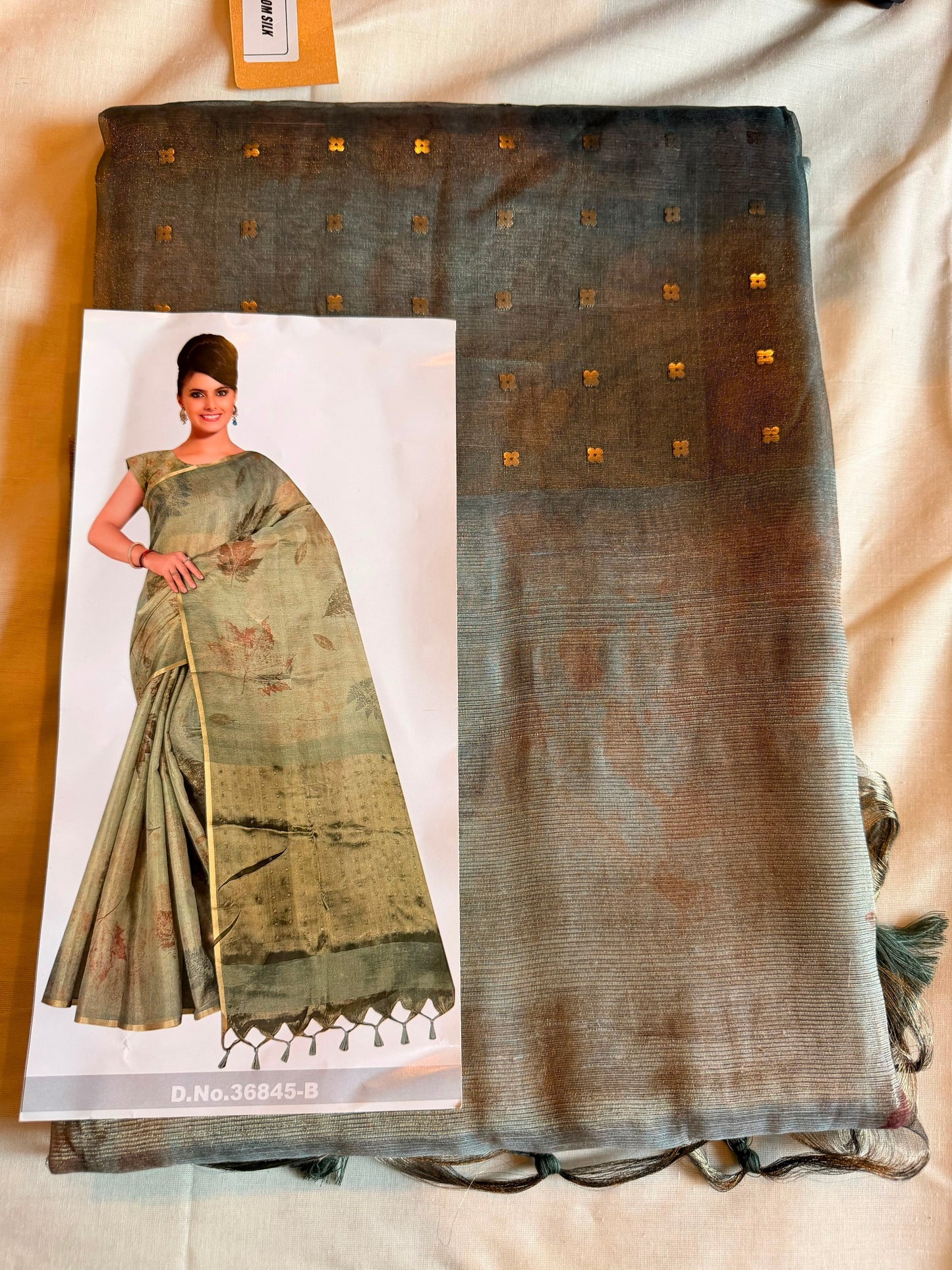 Olive Green Vyom Tissue Silk Saree