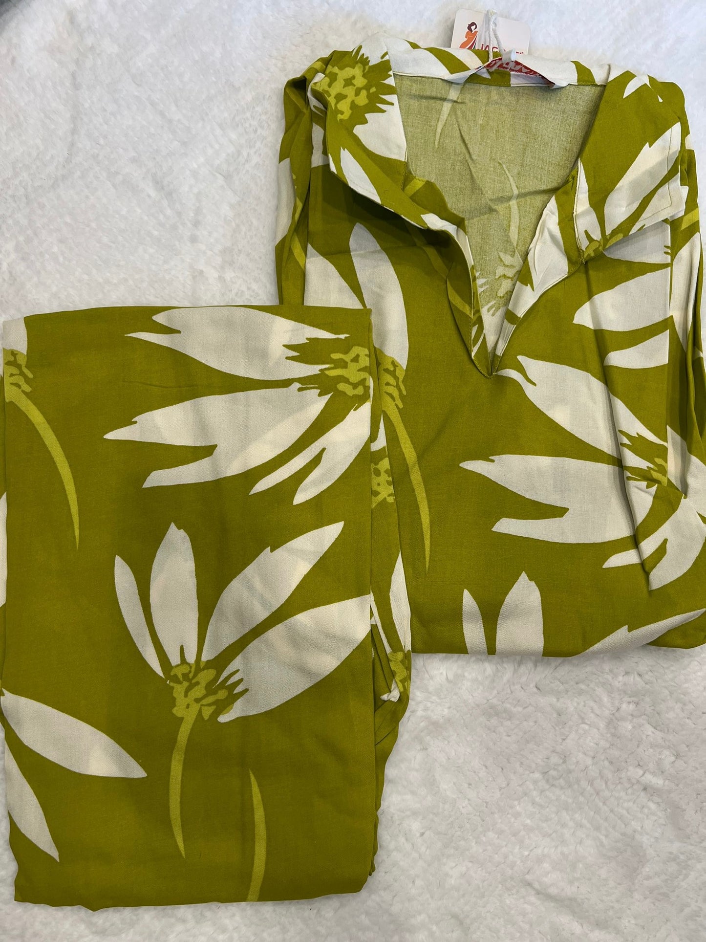 Olive Green 2 Piece Umbrella Kurti Set