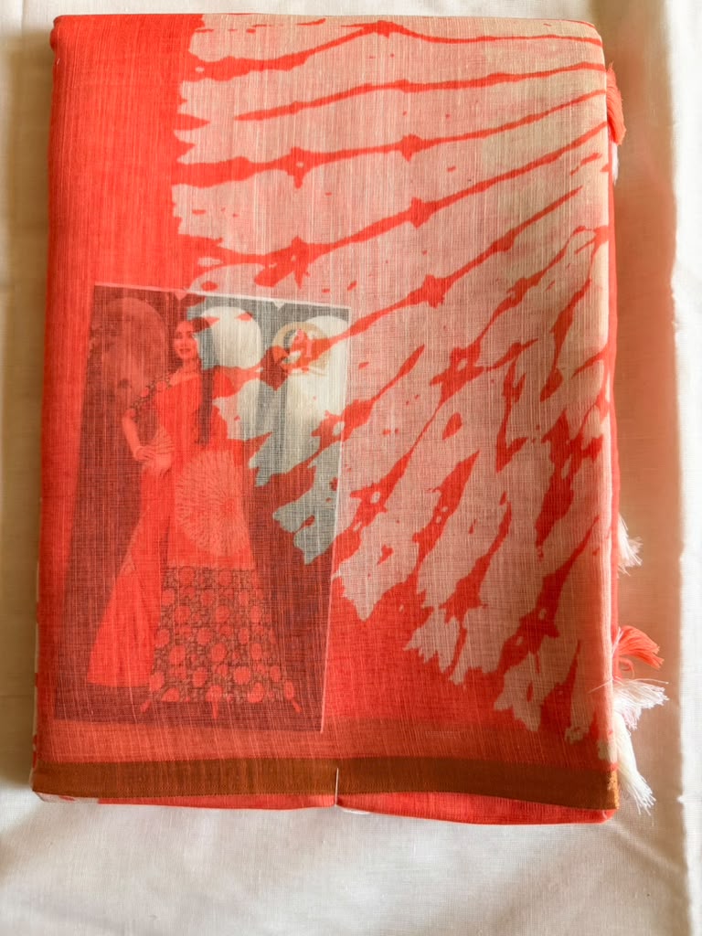 Orange Anaya Silk Linen Saree