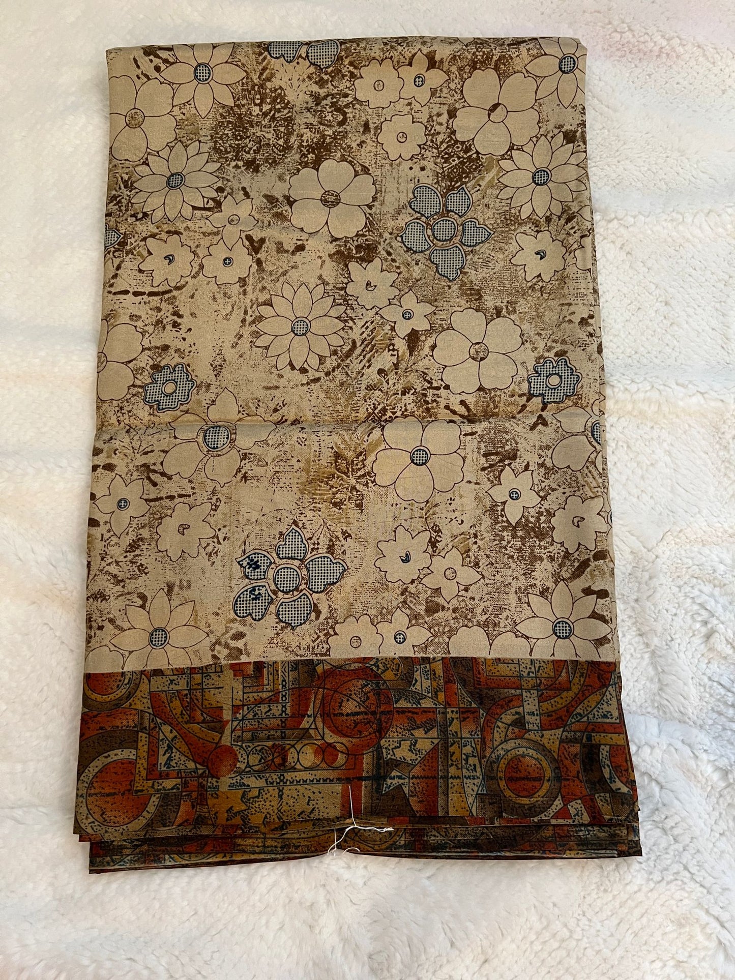 Sandal and Orange Semi Tussar Silk Saree