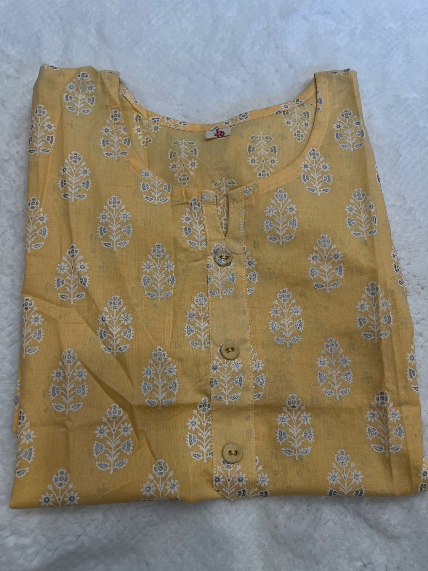 Pale Yellow Short Kurti L