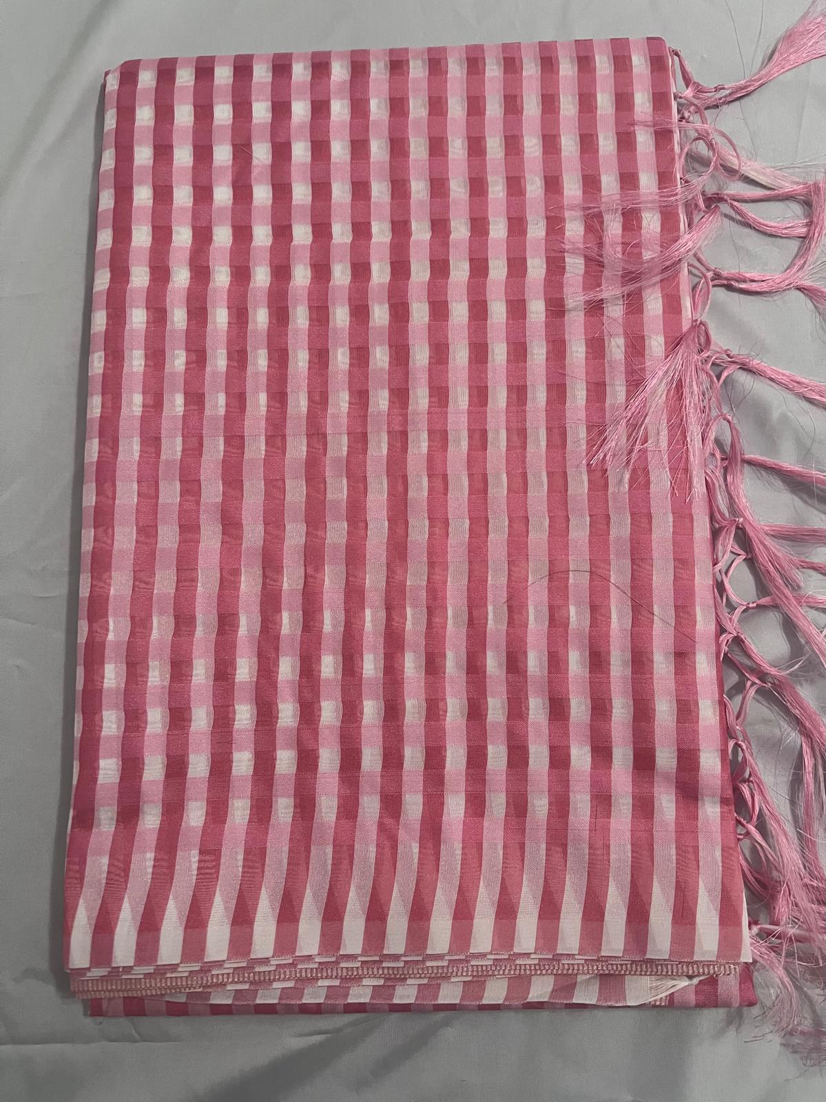 Pink Nayantara Inspired Checked Saree