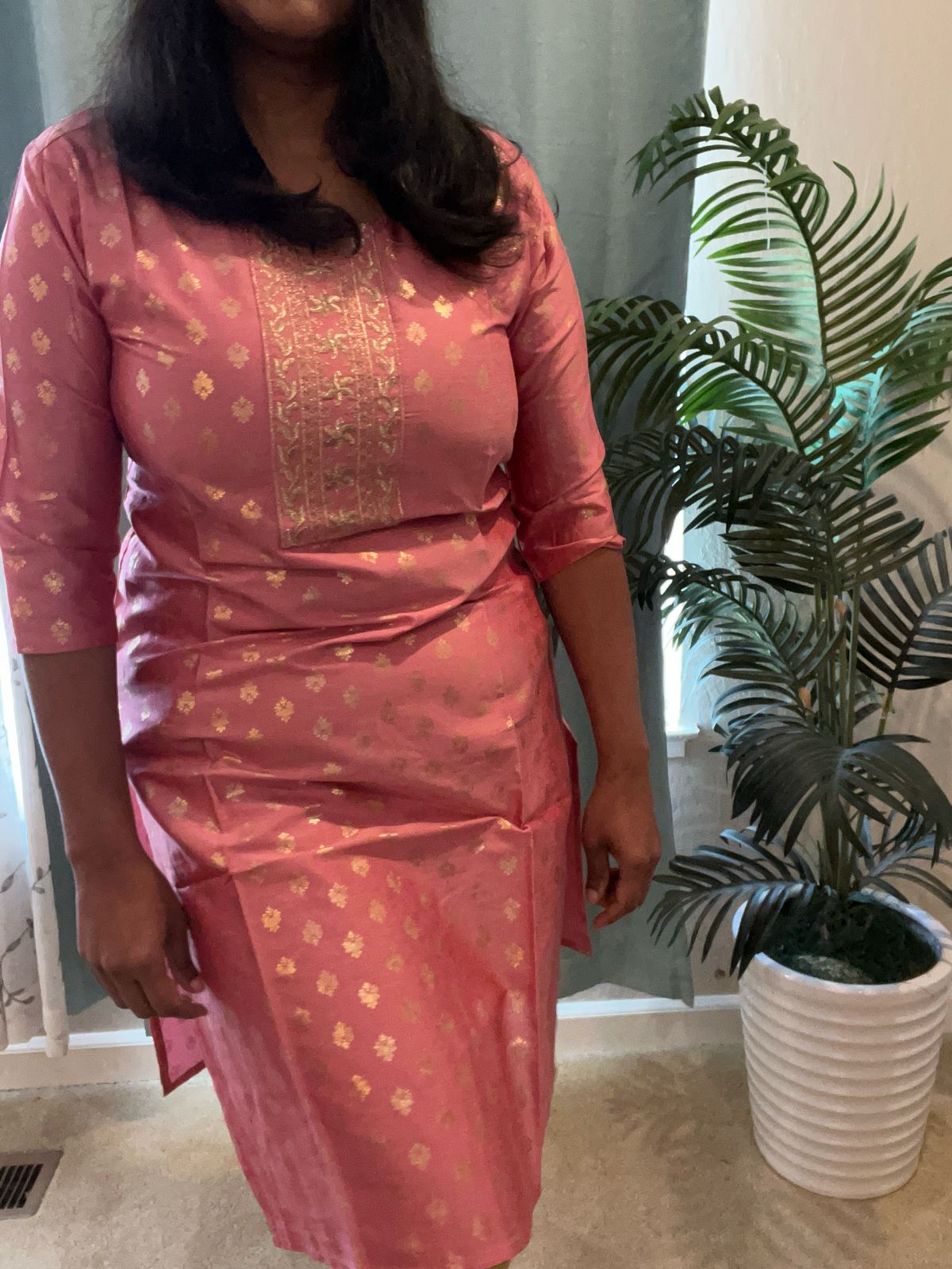 Pink with Gold Print Kurti