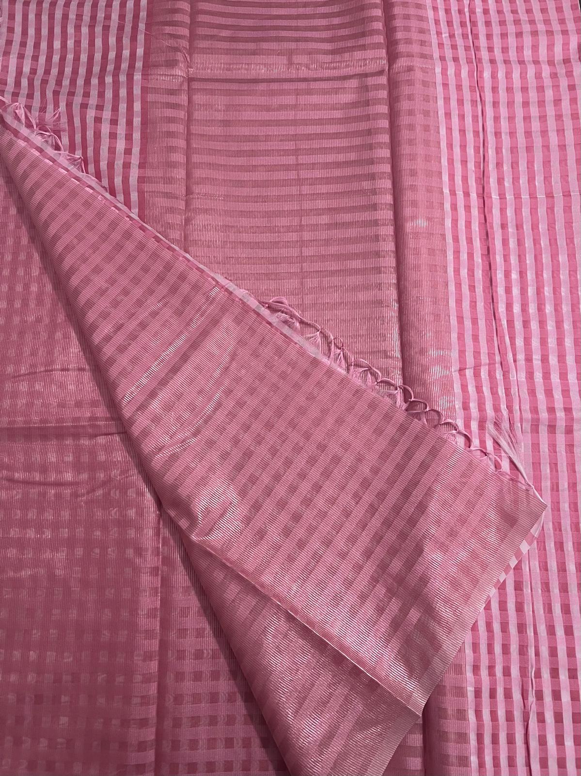 Pink Nayantara Inspired Checked Saree