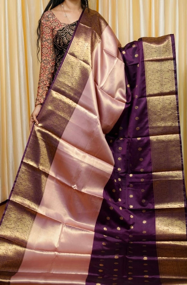 Pink and Maroon Premium Soft Tissue Silk Saree