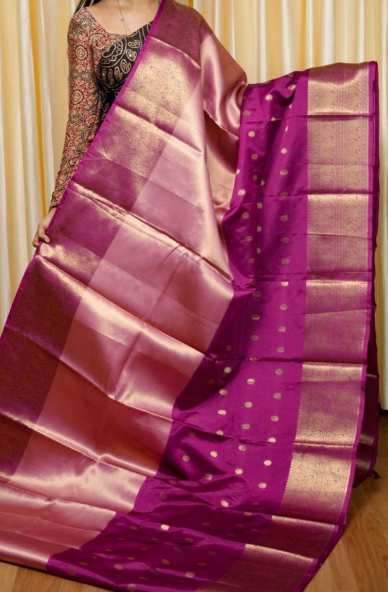 Pink and Pink Premium Soft Tissue Silk Saree