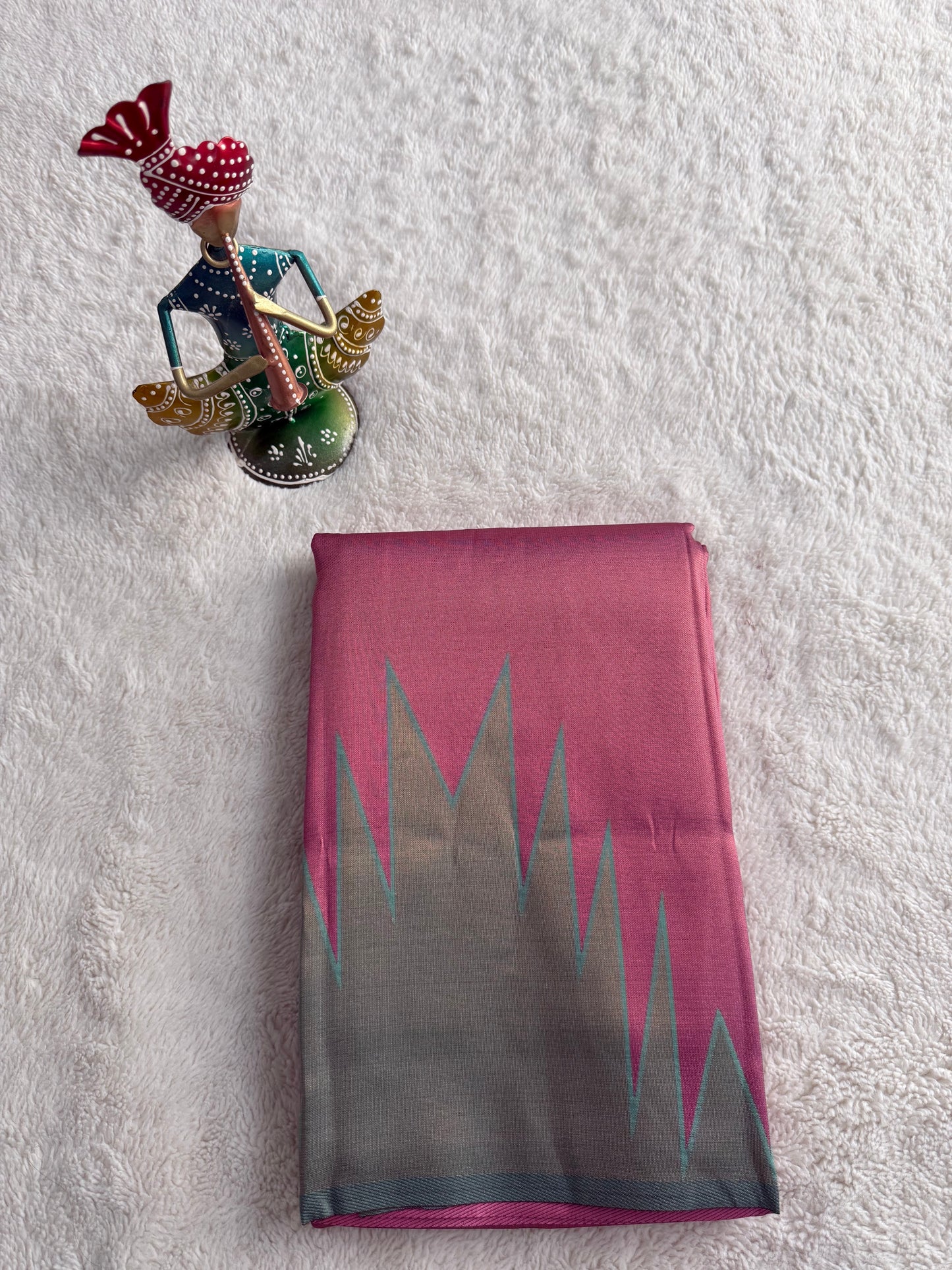 Pink Temple Desgin Tissue Saree