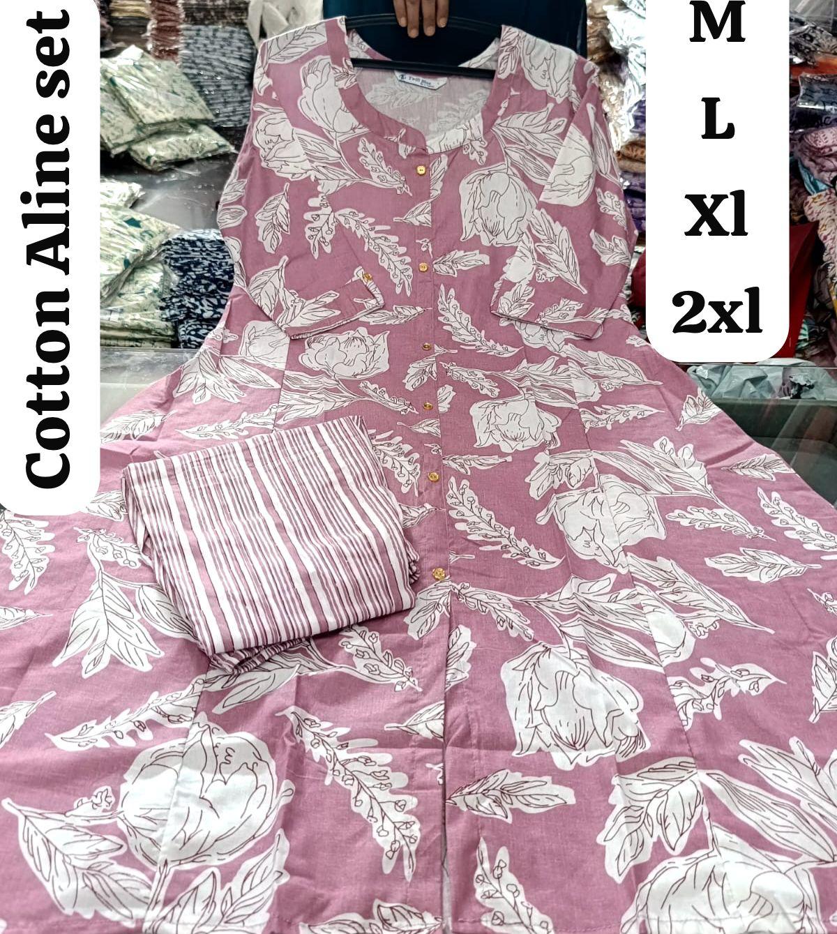 Pink A-line Kalamkari 2-Piece Chudidar Set