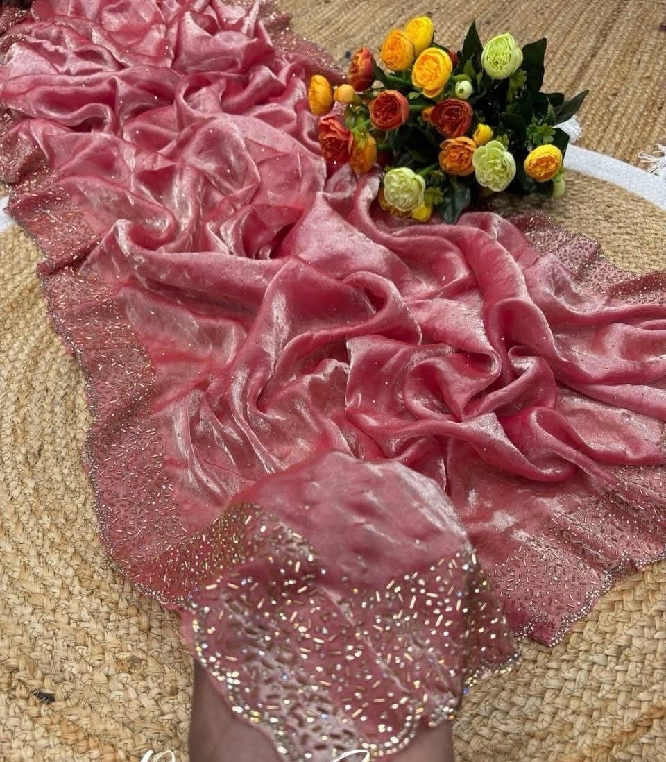 Damaka Dum Pink Stone Work Fancy Saree