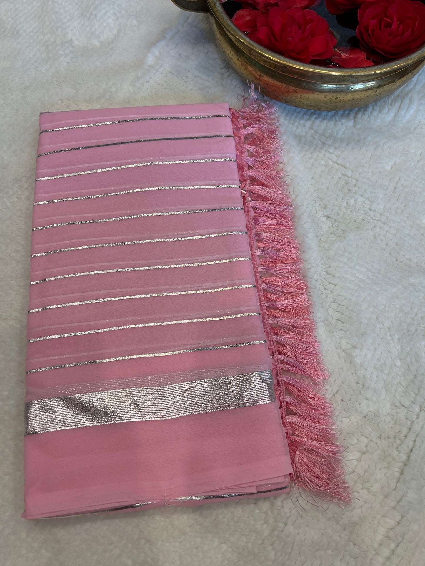 Pink Chiffon Saree
