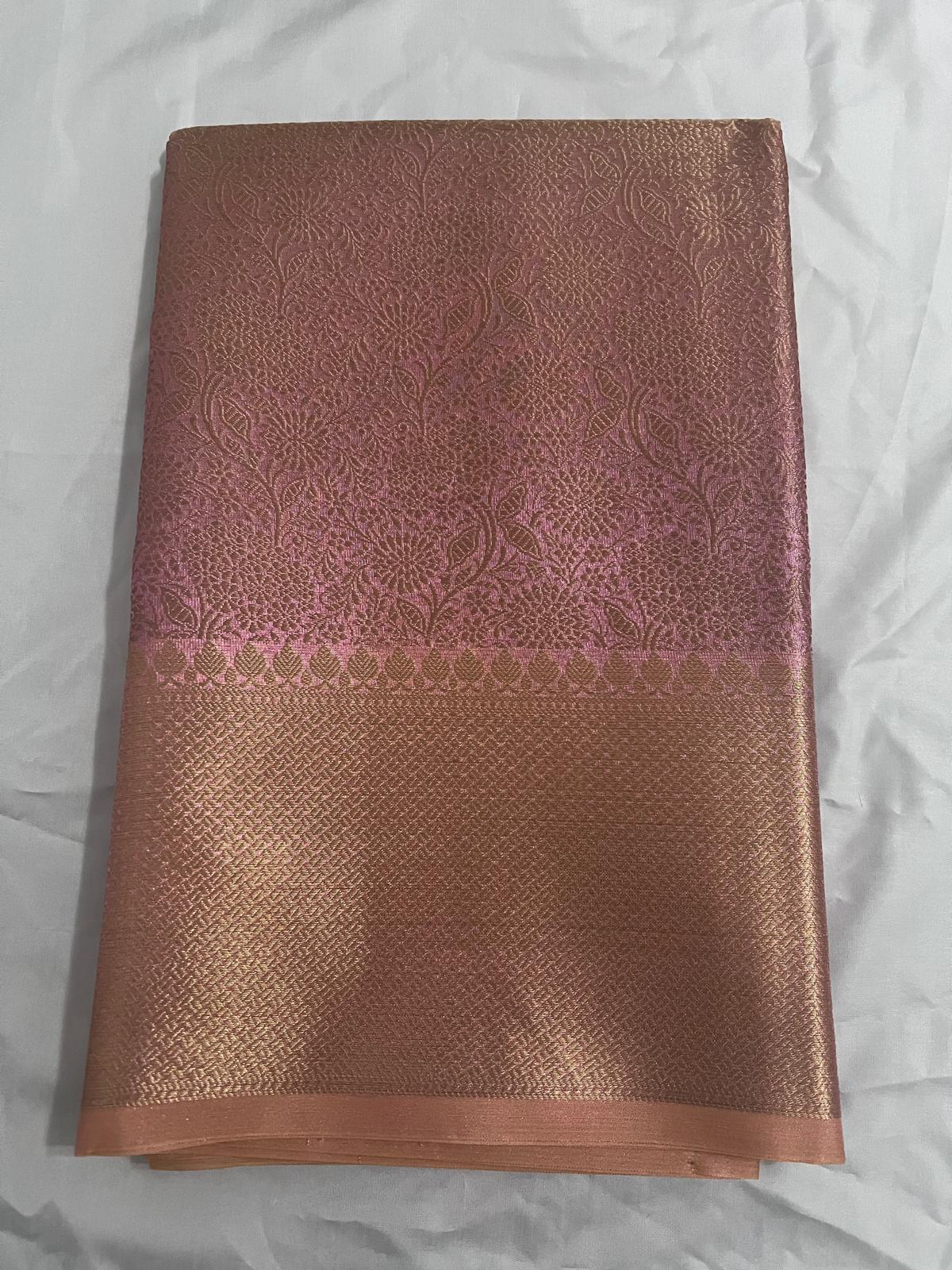 Pink Tissue Semi Silk Saree