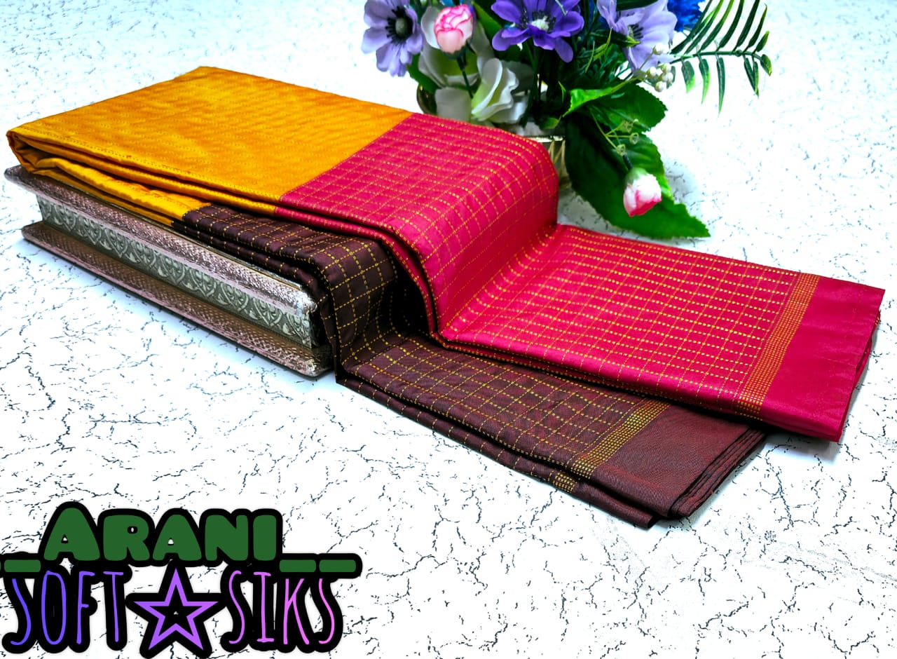 Pink and Brown Arani Soft Silk