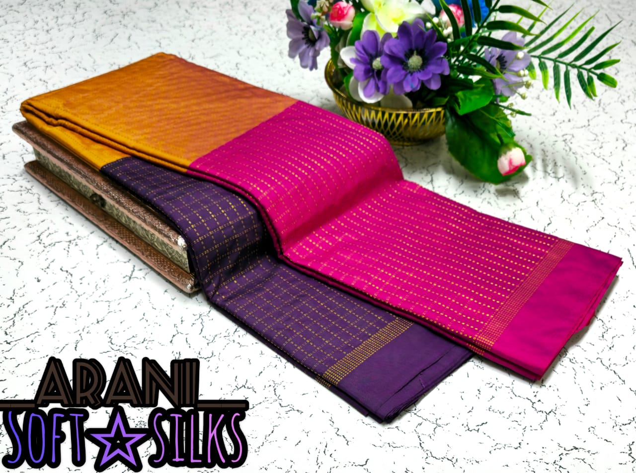 Pink and Purple Arani Soft Silk