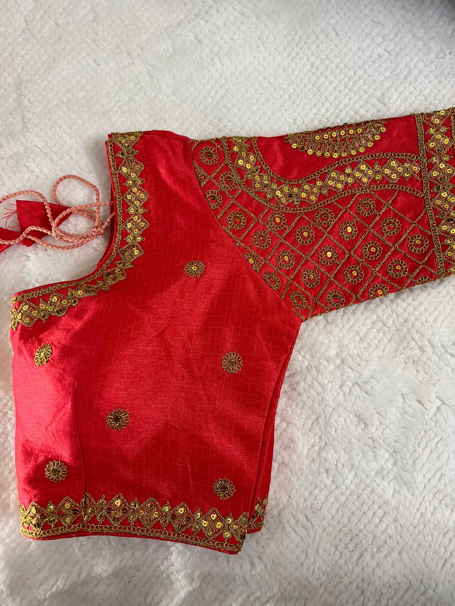 Pinkish Orange Embroidery Blouse