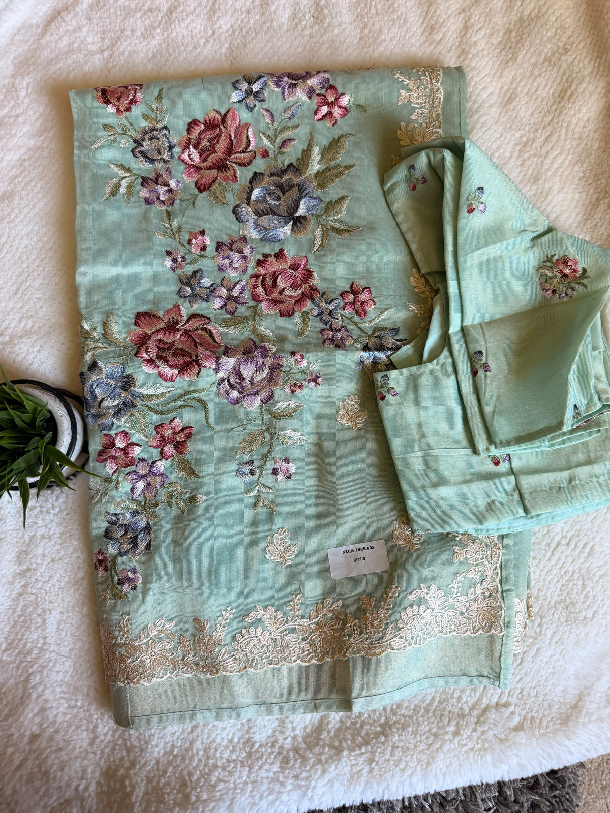 Pista Kota Lining Fancy Saree