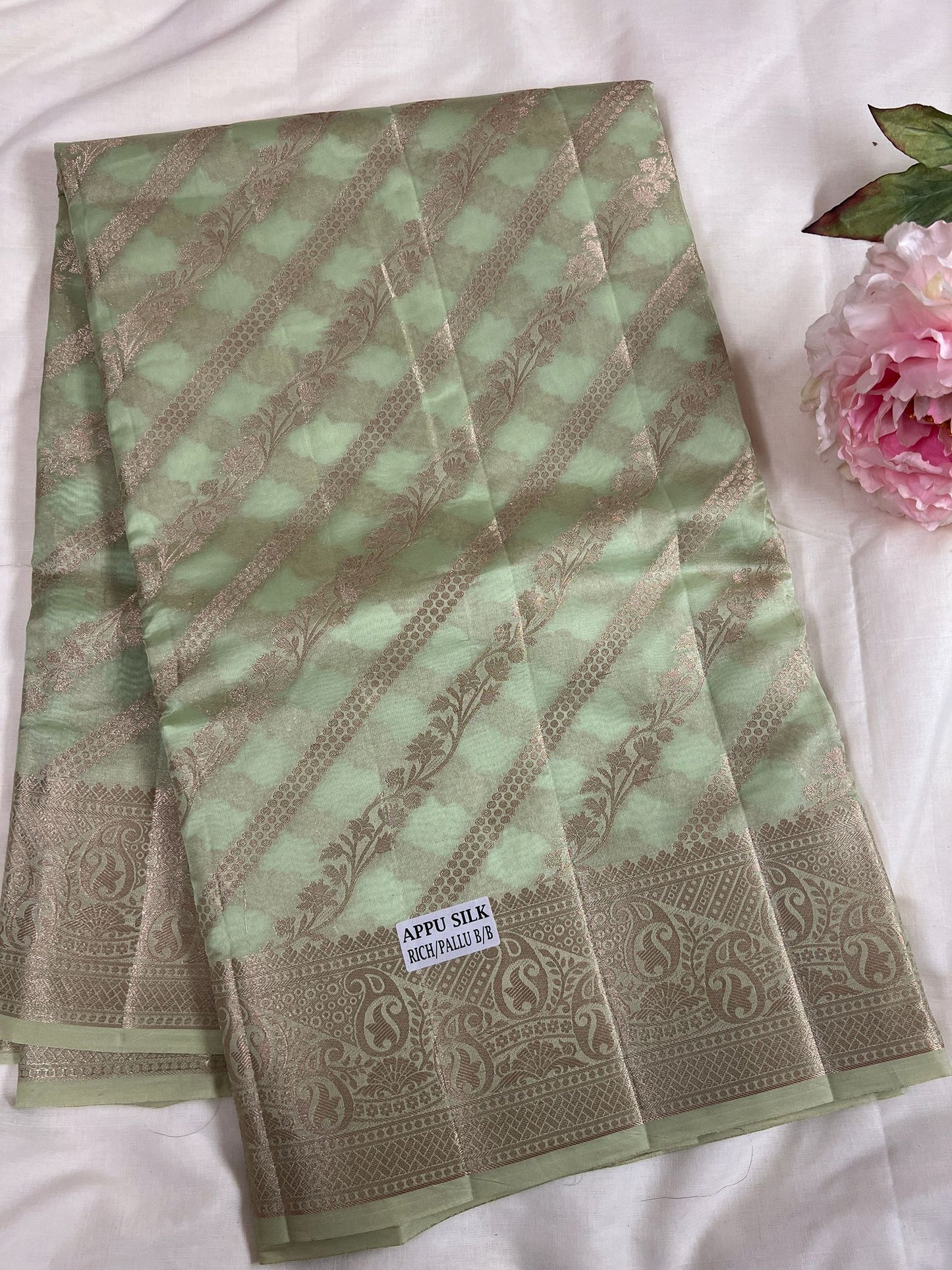 Pista Green Appu Fancy Silk Saree