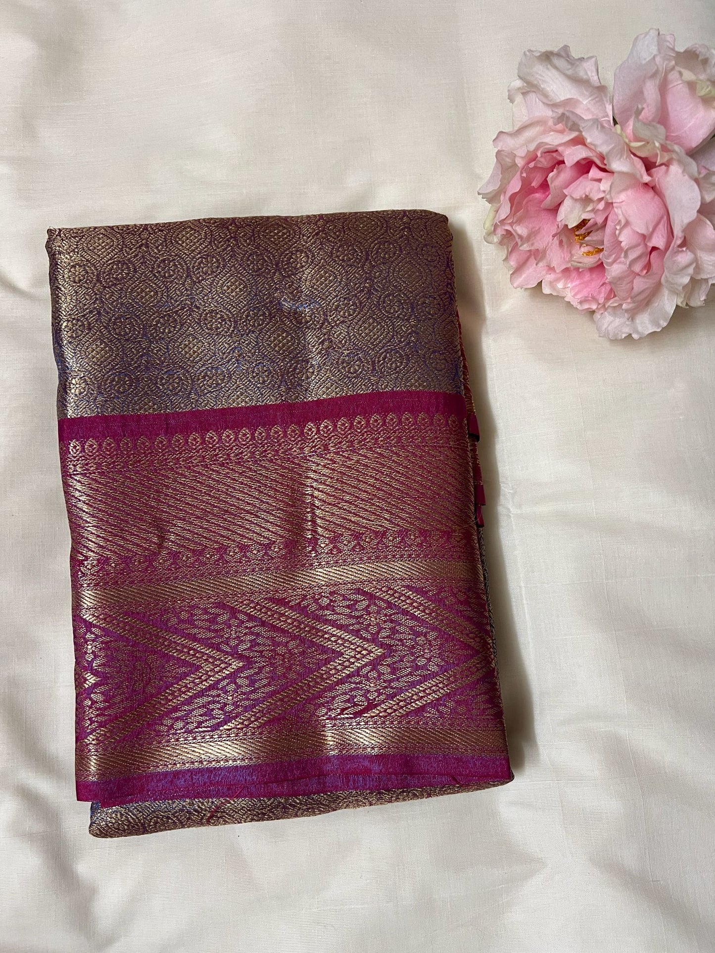 Purple Kanchipuram Semi Silk Saree