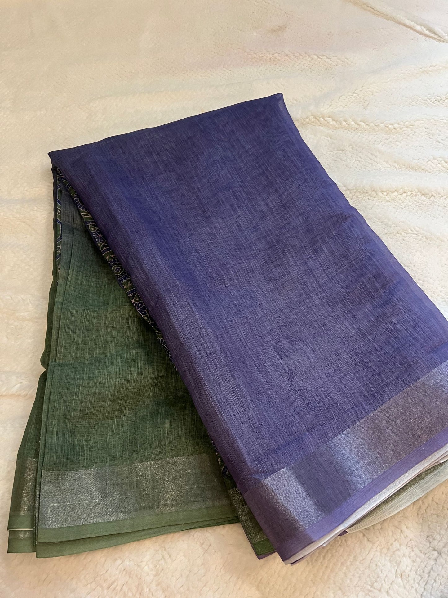 Purple And Green Shilpa Linen Saree