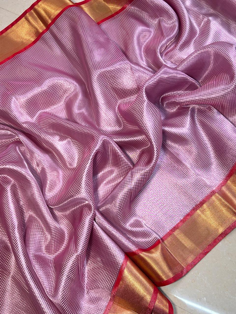 Purple and Red Tissue Saree