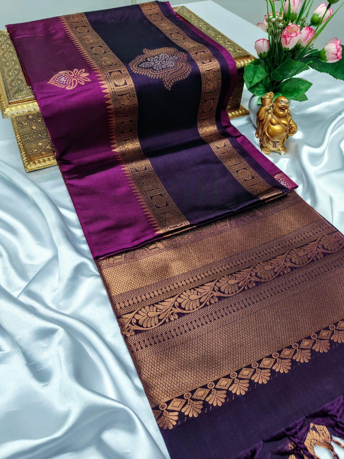 Purple Royal Premium Semi Silk Saree