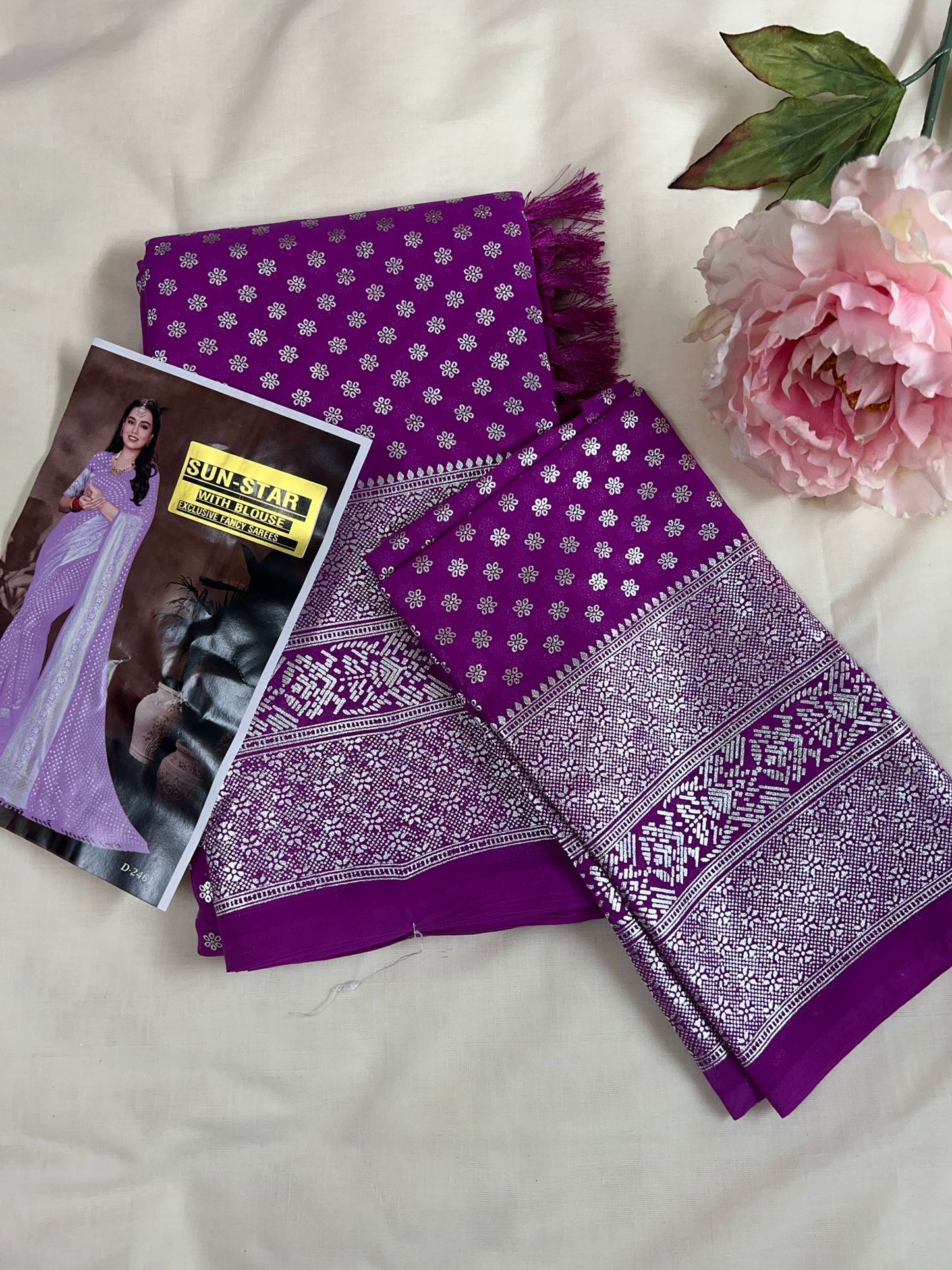 Purple Sun Star Gift Saree