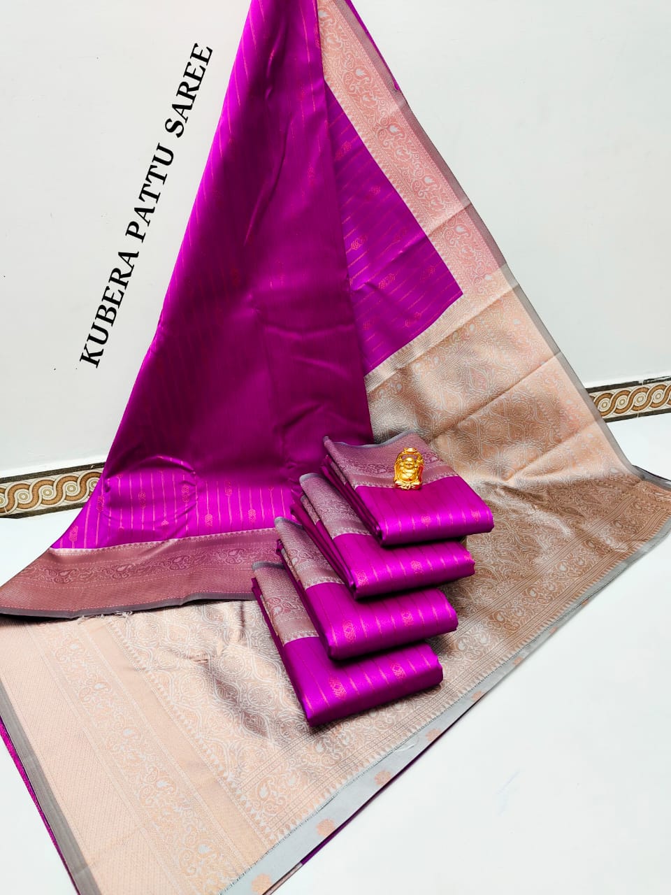 Purple and Peach Kubera Semi Silk Saree