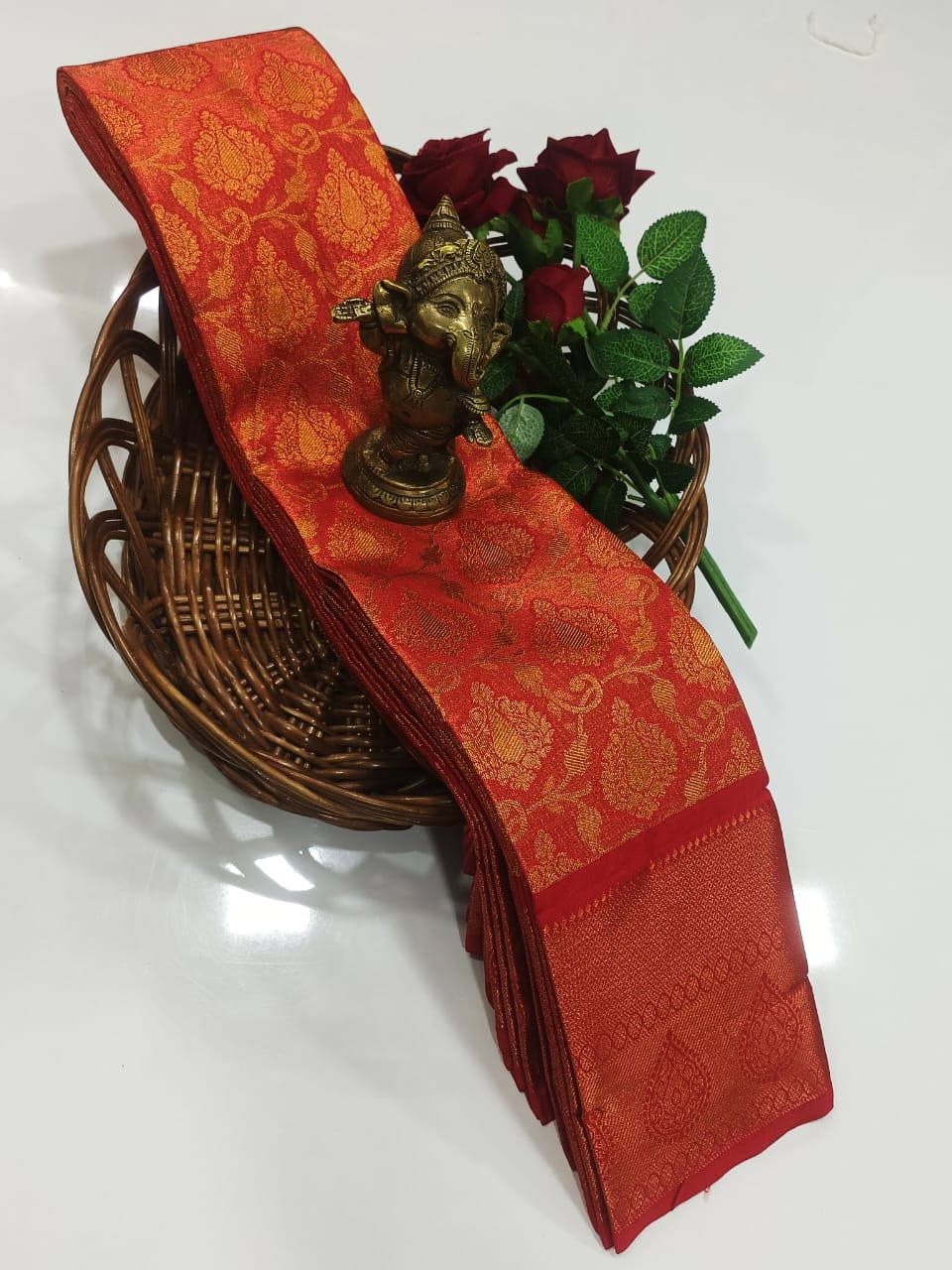 Red Grand Wedding Tissue Silk Saree