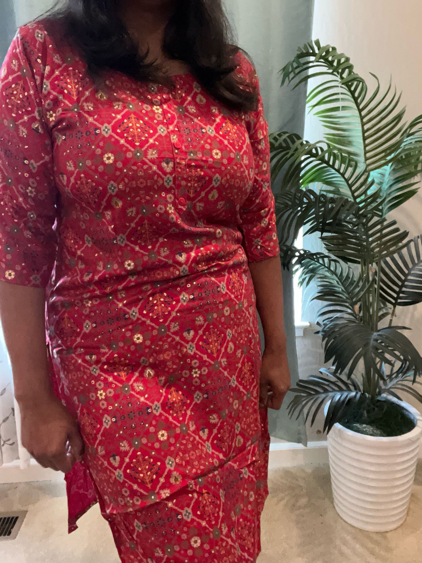 Red Cotton Kurti