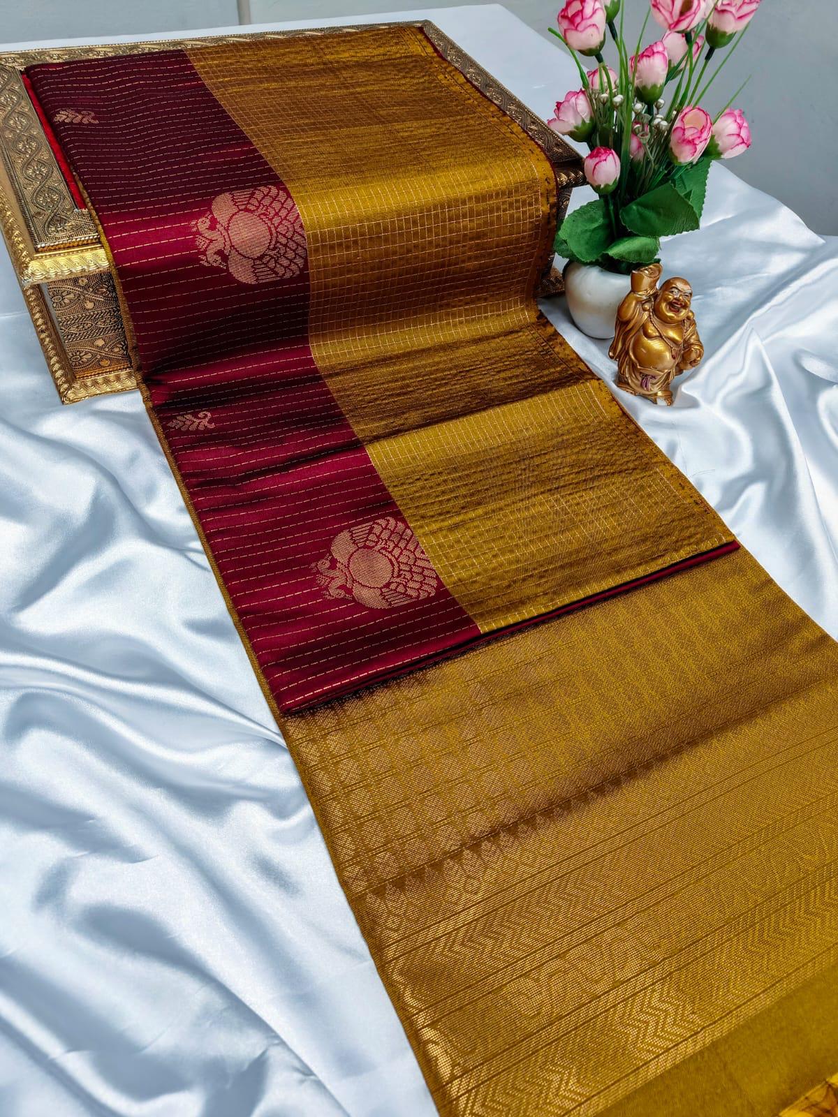 Red and Yellow Royal Premium Semi Silk Saree